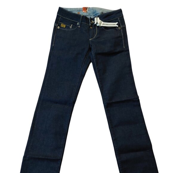 Retro Vintage G-Star Raw Midge Straight Leg Flacks Denim Raw Blue Jeans 24 NWT - Picture 2 of 12